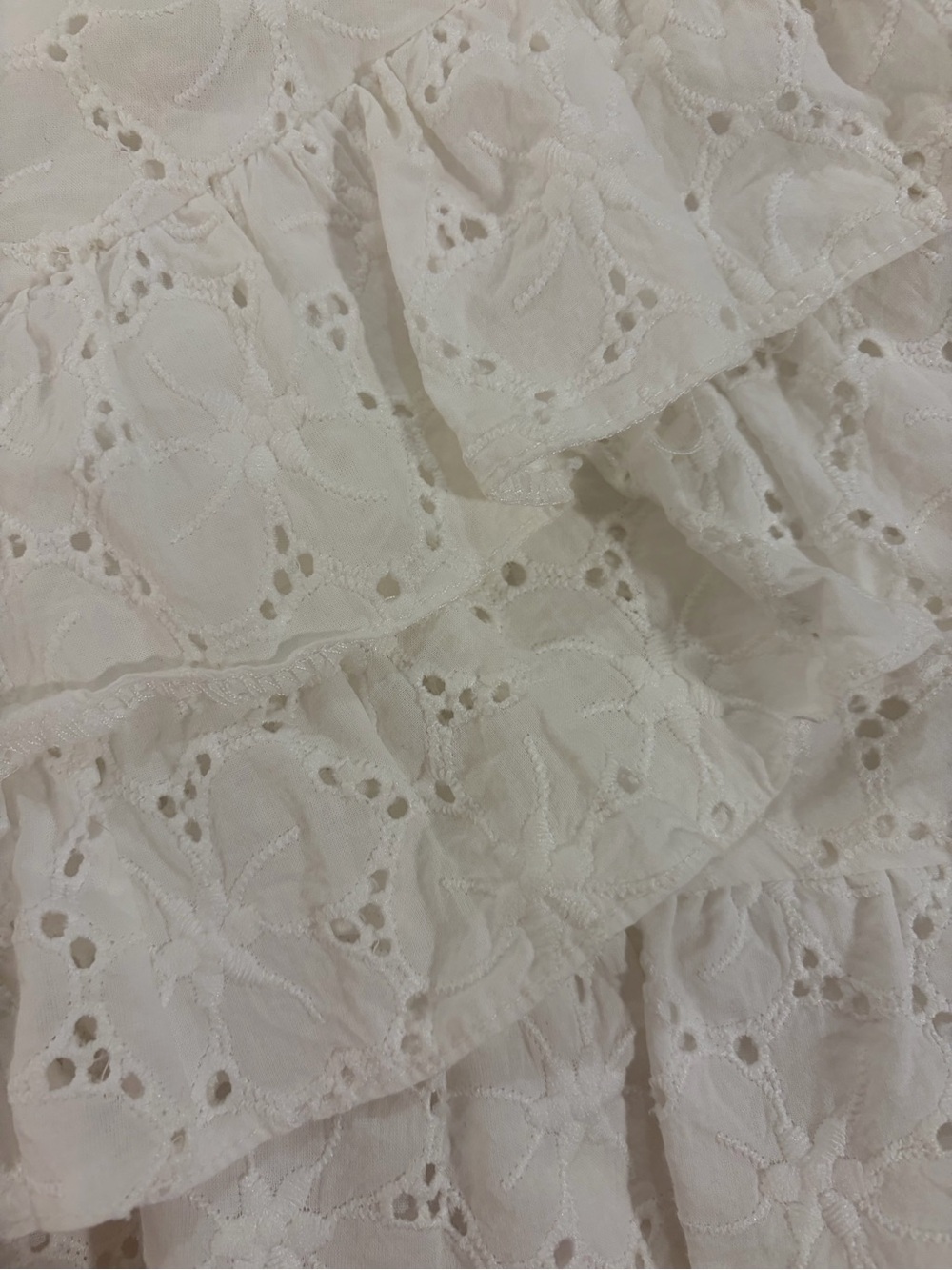 White Eyelet Ruffle Mini Skirt - Picture 2 of 4